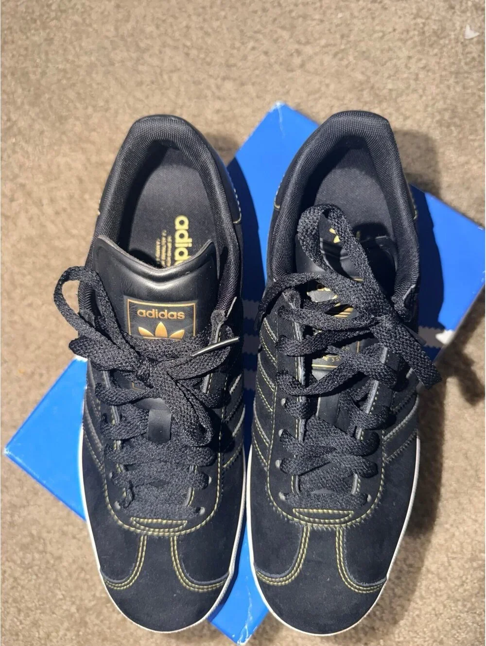 Adidas Gazelle II Black Metallic Gold Men’s 8.5 Sneakers